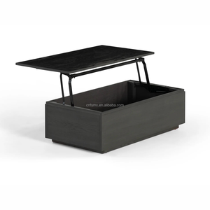 Tavolino <span class=keywords><strong>da</strong></span> Caffè Trasformabile Moderno di Lusso in Legno Naturale Nero Regolabile, Resistente, di Tendenza negli USA per Soggiorno - Product Image 3