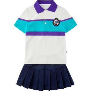 Simpatiche uniformi di cotone blu e bianco per il Design estivo dei bambini per le scuole primarie e secondarie - Product Image 1
