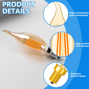 Tiết kiệm năng lượng c35t 2200K cổ điển Edison <span class=keywords><strong>Led</strong></span> Home Light Bulb vàng màu nến với SMD E12/E14 <span class=keywords><strong>Filament</strong></span> CE & Rohs chứng nhận - Product Image 3