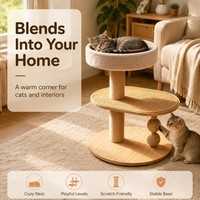 Arbre à gratter multifonctionnel pour chat, tour pour chat avec balles de jeu, maison chaleureuse pour chat