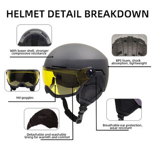 Casco de esquí con gafas certificado CE EN1077, casco de snowboard de seguridad ABS EPS resistente a impactos para deportes de carreras alpinas - Product Image 3