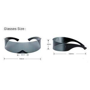 <span class=keywords><strong>Occhiali</strong></span> <span class=keywords><strong>da</strong></span> <span class=keywords><strong>Sole</strong></span> Futuristici Anni '80 Stile Ciclope Cyberpunk con Lenti Semi-Traslucide <span class=keywords><strong>a</strong></span> Specchio e Montatura Monoblocco - Product Image 6