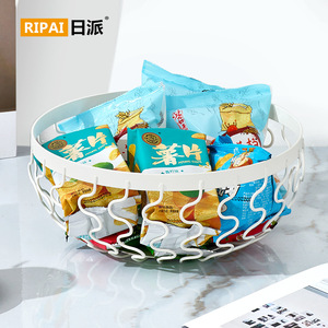 Panier à fruits en fer forgé, panier de rangement rond et durable pour la maison, le salon, la table basse, bol à collation de style nordique - Product Image 4