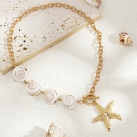 Vente chaude bohème étoile de mer coquille perle perle collier ras du cou pour les femmes à la main été nouveau plaqué or bambou alliage colliers