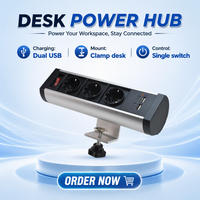 Prise de table pour conférence BNT, 3 prises USB, fixation par pince, amovible