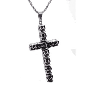 yunnique Skull <b>Cross</b> Pendant Necklace Stainless Steel Unisex Fashion Jewelry Gift - Product Image 1