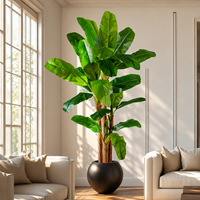 Arbre à bananes artificiel commercial, plante à feuilles de bananes artificielles pour la décoration intérieure des hôtels, des restaurants, des cafés et des boutiques