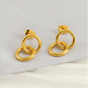 Fabricante a granel al por mayor nuevos pendientes de moda de acero inoxidable hipoalergénicos personalizados chapados en oro PVD - Product Image 5