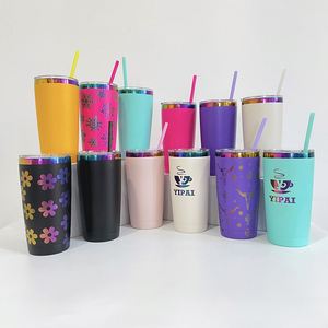Custom Logo20oz Vacuum <b>Insulated</b> Holographic Colorful rainbow Plated Car Tumbler for Sunflower Laser Engraving - Product Image 2
