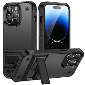手机外壳高品质豪华批发黑白超厚坚固2合1防震外壳，适用于iPhone 13 Pro 14 Pro Max