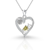 Collier en argent pur S925 le plus vendu, avec pendentif en forme de cœur et fleur de rose, pierre de naissance de décembre.