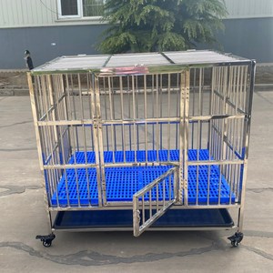 BAIYI Thương Hiệu Có Thể Gập Lại Bằng Thép Không Gỉ Dog Cage, Dog Crate, Pet Cage Với Sàn Nhựa - Product Image 2