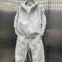 Conjunto Deportivo Informal de Moda Hip Hop Otoño/Invierno para Hombre y Mujer, Mezcla Sintética, Tejido Térmico, Felpa, Holgado, con Capucha, en Varios Colores