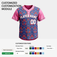 Maillots de baseball personnalisés en maille respirante avec imprimé floral dessiné à la main, nom et numéro, pour équipes scolaires, adultes et jeunes, sur mesure