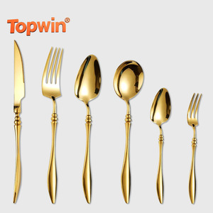 French Style High-End Forged 304 Stainless Steel Tableware Hotel Steak Knife Fork Spoon Gold Cutlery <b>Set</b> for Wedding - Product Image 1