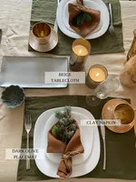 Serviettes de table de Noël en lin brodées sur mesure, décoration de table personnalisée pour les fêtes, ensemble de serviettes de Noël, cadeau, vente en gros, OEM