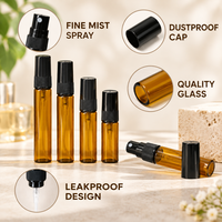 Flacon vaporisateur de parfum en verre brun avec capuchon pulvérisateur noir, rechargeable, vide, portable, pour voyage, parfum, eau de Cologne, vente en gros