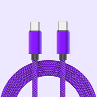 Kabel Data pengisi daya ponsel Tipe C ke Tipe C, kabel PVC ultra-cepat PD 60W merah 1 Meter