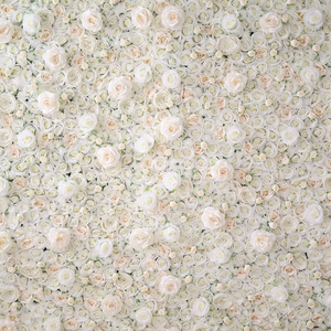 Nouvelle Arrivée : Mur de Fleurs Artificielles Haut de Gamme en Soie, Panneau Floral Moderne Personnalisé 5D/8D, Roses Crème et Blanches pour Décoration de Scène de Mariage - Product Image 3