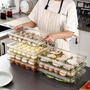 Boîte à raviolis rectangulaire transparente 32x22x5,5cm avec couvercle à clip, récipient de stockage alimentaire hermétique et congelable pour la cuisine - Product Image 6