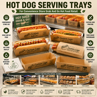 Plateau à hot-dogs en carton kraft rainuré, résistant à la graisse, pour vente à emporter, exportation en gros pour la restauration et les événements festifs
