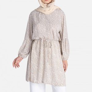 Nieuw Maleisisch topverkopend product: modieus bloemenprint jurkje met striknek en lange mouwen voor kinderen en vrouwen (moslimkleding) - Product Image 3