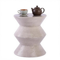Table d'appoint en fer industriel argenté à la mode de 12in Table d'appoint à tambour métallique moderne avec rangement pour salle à manger chambre salon décor