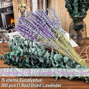 Bouquet <span class=keywords><strong>de</strong></span> fleurs <span class=keywords><strong>de</strong></span> lavande séchées parfumées avec des feuilles d'eucalyptus pour l'aromathérapie, l'<span class=keywords><strong>aide</strong></span> au sommeil, <span class=keywords><strong>la</strong></span> décoration <span class=keywords><strong>de</strong></span> <span class=keywords><strong>la</strong></span> maison, cadeau - Product Image 4