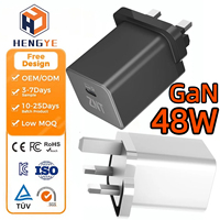 Câbles de charge pour tous les téléphones, chargeurs de téléphone, prise UK, USB-C, adaptateur mural rapide premium 48W GaN PPS PD, logo d'usine