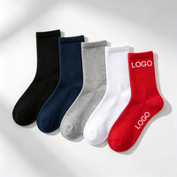 Chaussettes de sport en coton personnalisées pour hommes et femmes, respirantes, lavables, couleur unie, athlétiques, course à pied, logo personnalisé