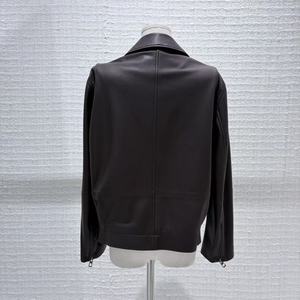 Chaqueta de Cuero Genuino de Piel de Oveja Personalizada para <span class=keywords><strong>Mujer</strong></span>, con Cierre, Resistente al Viento, Elegante, Informal, para Otoño - Product Image 4