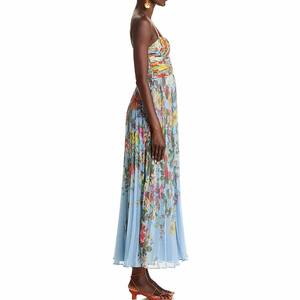 Produttore di <span class=keywords><strong>Abbigliamento</strong></span> Personalizzato Nuovo Abito Lungo Maxi da Donna di Lusso con Ricami in Pizzo Floreale Plissettato - Product Image 2