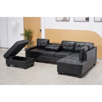 Canapé modulaire rembourré en cuir PU, élégant et luxueux, avec ottoman, pour salon, hôtel et villa