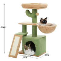 Arbre à chat en bois, structure d'escalade pour chat, griffoir pour chat en forme de cactus, jouet pour chat en sisal, griffoir vertical pour chat