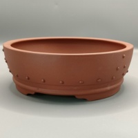 Pot à bonsaï Yixing rond non verni avec clou de fixation