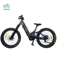 Vélo de montagne électrique à pneus larges QUEENE Bafang Ultra 750-1000, cadre en alliage d'aluminium avec moteur central et batterie intégrée