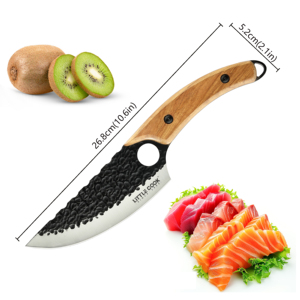 Affettatrice per carne Little Cook ultra affilata, manico in legno confortevole in acciaio inossidabile 5Cr con fodero per cucinare, tagliare carne e verdure - Product Image 2
