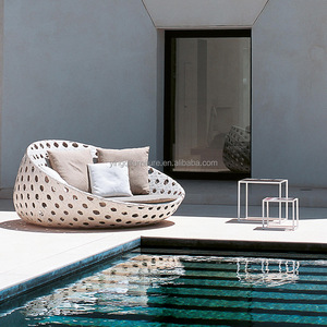 Cama de cuerda de ratán redonda para exteriores, moderna, con marco de aleación de aluminio, para ocio y jardín - Product Image 2