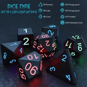 Ensemble de dés LED lumineux, dés polyédriques pour jeux de rôle, plusieurs faces, jouets de divertissement pour adultes, pour jeux de société, fêtes - Product Image 6
