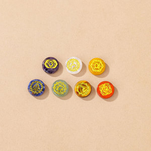 Pierres de paume rondes en cristal naturel, ensemble 7 chakras, pour la guérison et l'équilibre, artisanat en cristal - Product Image 4