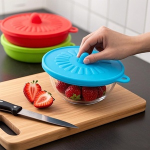 Couvre-aliments et couvercles en silicone réutilisables de qualité alimentaire personnalisés par le fabricant, couvre-bols en silicone pour aliments, écologiques - Product Image 1