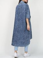 Bettergirl Cardigan Denim Trench Coat pour femme à la mode revers manches chauve-souris veste ample pour femme
