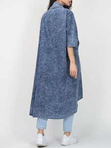 Bettergirl Cardigan Denim Trench Coat para mujer <span class=keywords><strong>Chaqueta</strong></span> suelta de <span class=keywords><strong>manga</strong></span> de murciélago con solapa de moda para mujer - Product Image 5
