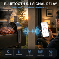 Thermomètre de cuisine numérique Bluetooth intelligent à broche unique thermomètre de ménage de température de viande sans fil en métal étanche
