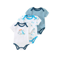 Set baju monyet bayi katun baru musim panas 2024 untuk anak laki-laki dan perempuan usia 0-1 tahun Jumpsuit bayi dengan kancing penutup penjualan lintas batas