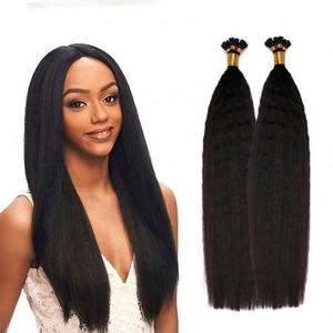 Extensiones de Cabello Brasileño Virgen Rizado y Liso al por Mayor de Amygirl, Cabello Remy de Doble Trama, Micro Extensiones de Cabello con Punta I de Queratina - Product Image 3