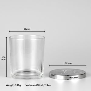 14oz Klares Glas-Kerzengefäß mit Glänzendem Silberdeckel Geprägtes Logo Metall-Kerzendeckel - Product Image 3