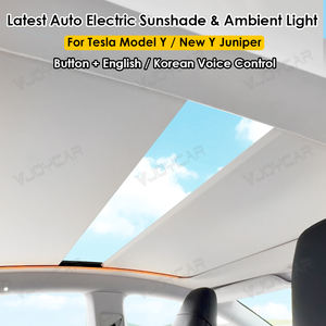 ستارة شمسية كهربائية لموديل تسلا Y، جديدة، جونيبر 2025، بتحكم صوتي، قابلة للسحب، لحماية فتحة السقف من الحرارة والأشعة فوق البنفسجية - Product Image 2