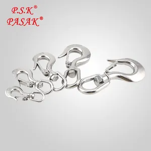 0.5T Eye Safety Snap Hook Stainless Steel 304 Lifting Grab Hooks Rigging Accessory Eye Rotating Slip Hook With Latch