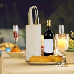 Custom Logo Wholesale Blank Canvas Wine Bottle Tote <b>Bag</b> <b>Reusable</b> Travel Holiday Part Wedding Long Handle Cotton Carrier Wine <b>Bag</b> - Product Image 3
